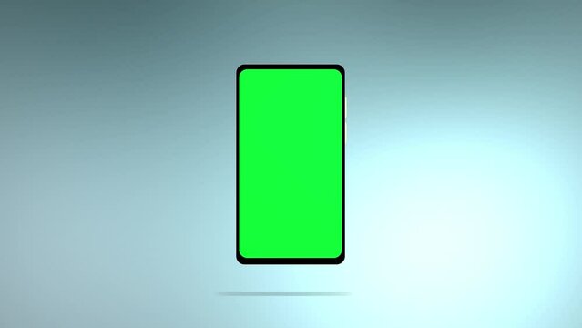 Smartphone with green screen isolated on white background. 4K animation with mobile phone mockup and motion zoom effect