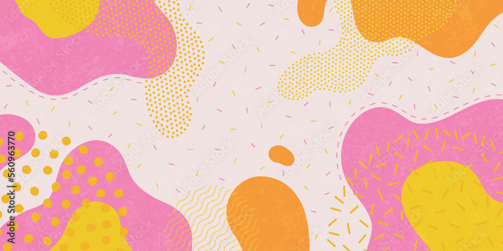 Wall mural cute doodle pattern background with abstract shapes. modern vector pattern.