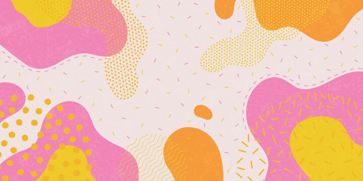 Cute doodle pattern background with abstract shapes. Modern vector pattern.