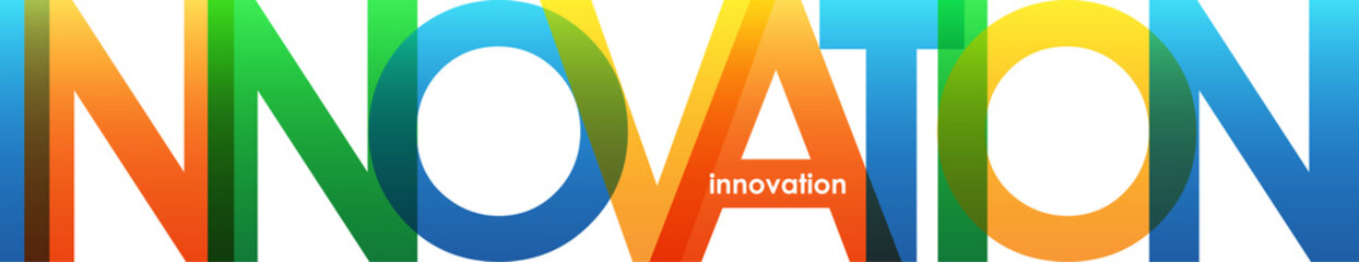 INNOVATION colorful typography banner on transparent background
