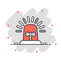 Emergency alarm icon in comic style. Alert lamp cartoon vector illustration on isolated background. Police urgency splash effect sign business concept.