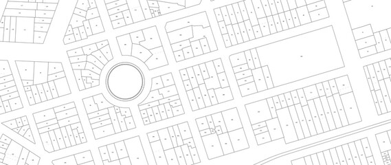Urbanisme et territoire - plan cadastral avec limites de parcelles d'un centre ville d'une métropole