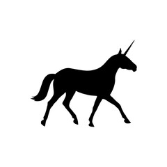 Unicorn silhouette logo icon isolated on white background