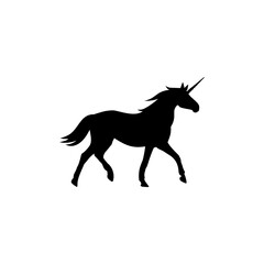 Fototapeta na wymiar Unicorn silhouette logo icon isolated on white background