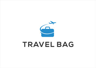 travel bag plane logo design vector silhouette illustration
