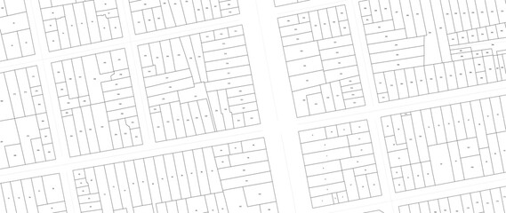 Urbanisme et territoire - plan cadastral avec limites de parcelles d'un centre ville d'une métropole