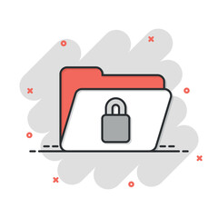 Files folder permission icon in comic style. Document access cartoon vector illustration on isolated background. Secret archive splash effect sign business concept.