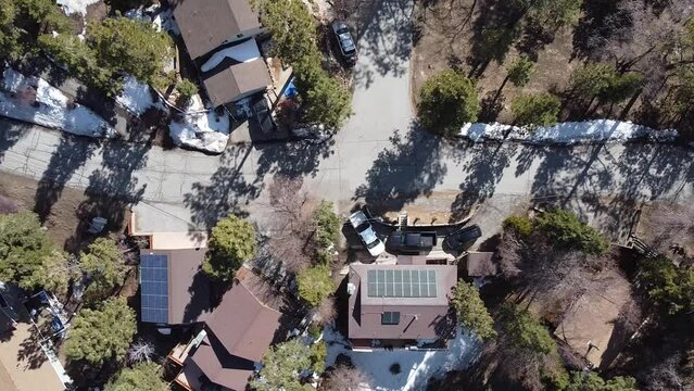 Snowy Neighborhood Drone Shot