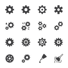 Gear Icon Set on white background, Vector solid icons