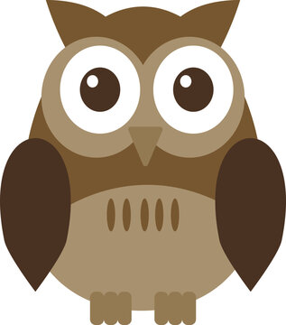 A brown owl in the flat style.