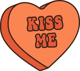 Groovy lovely heart sticker. Love concept. Happy Valentines day.