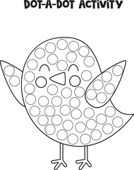 Dot a dot game for preschool kids. Cute bird.