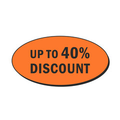 Up to 40 percentage off Sale. Discount offer price tag.