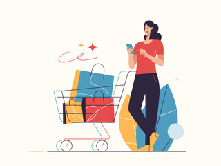 Vector illustration on the subject of e-commerce, sale, promotions, online shopping