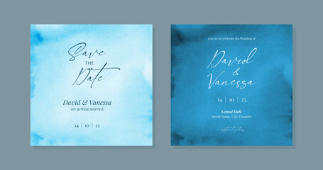 Blue wedding invite template for social media posts