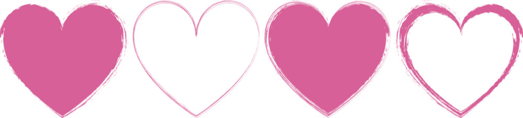 vector illustration of pink brush painted stamp heart frame banner - Valentine's Day concept