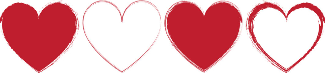 vector illustration of red brush painted stamp heart frame banner - Valentine's Day concept - obrazy, fototapety, plakaty