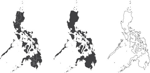 set of 3 maps of Philippines - vector illustrations