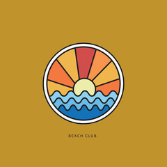 Vector surfing theme badge design. For t-shirt prints, posters, stickers and other uses