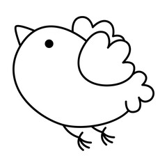 Vector black and white kawaii flying bird icon for kids. Cute line animal illustration or coloring page. Funny cartoon character. Adorable sparrow clipart.