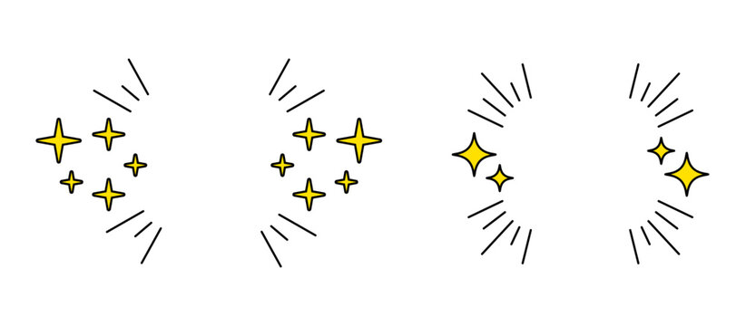 キラキラの歓声、黄色い声援、マンガ風タイトルの見出し、ベクターイラスト素材