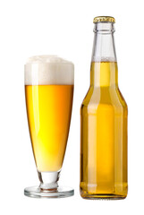 Full beer glasses and bottles