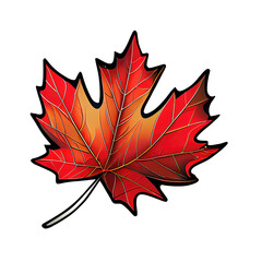 Patriotic Maple leaf illustration cartoon sticker, symbolizes Canada pride and beauty