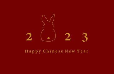 Chinese new year 2023 with an outline of rabbit from behind as number 0.