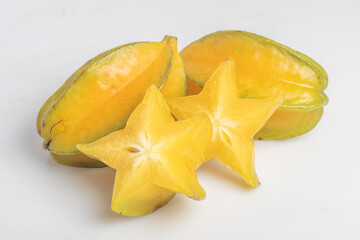 Fototapeta premium Carambola yellow on a white background