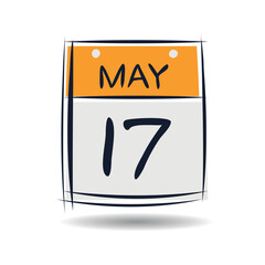 Creative calendar page with single day (17 May), Vector illustration.