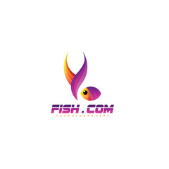 fish logo with letter y gradient color template