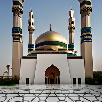 islamic mosque sky day light generative ai