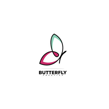 butterfly line design illustration logo template