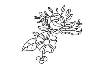 hand drawn flower design with flower bud