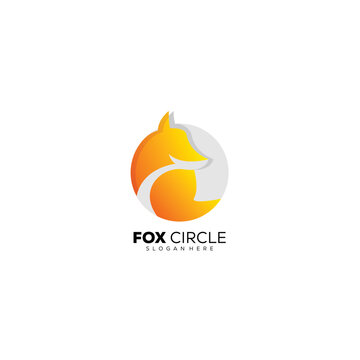 fox circle logo colorful design gradient icon