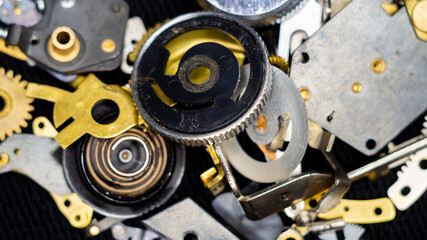 various iron gears close-up, macro