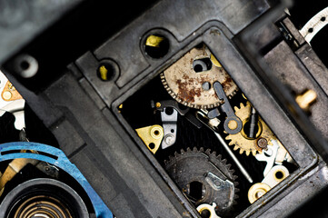 Obraz na płótnie Canvas various iron gears close-up, macro
