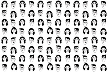 Man and woman face expression seamless pattern - 560973950