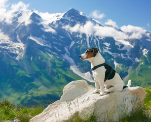 dog in the mountain, jack russell, terrier, pet, dog in the alps, dog