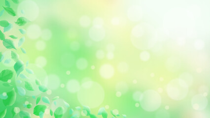 Fototapeta premium 緑の葉とキラキラ光輝く背景イラスト