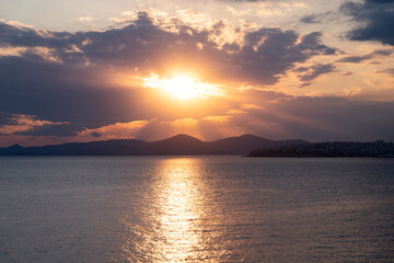 Sunset over Athens bay