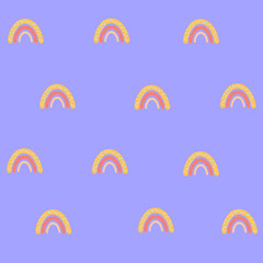 Vector doodle seamless background with colorful rainbow,bright illustration for kids fashion,nursery decoration,pattern for childish textile,fabric,accessories, birthday and baby shower design.