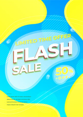 Modern flash sale poster template with colorful gradient design and text effect. Sale promotion offer deal ads flyer background