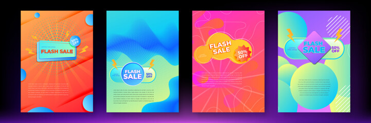 Set of flash sale banner template design for promotion poster