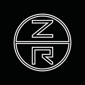 RZ Logo monogram abstract inside circle stripe images design template
