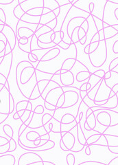 Abstract doodle drawing with pink lines on a white background.Seamless pattern.	