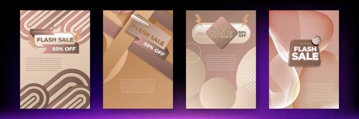 Soft pastel beige skin earth tone flash big sale banner template design poster