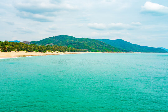 China, Hainan Island, Sanya. Nanshan Buddhism Cultural Zone. View of the beach on the territory of Nanshan Buddhist Culture Park