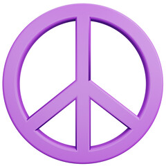 Purple peace symbol 3d illustration