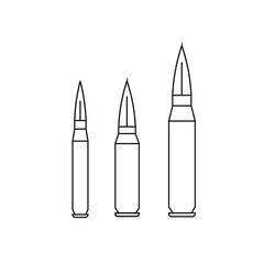 Bullet icon. Ammo set line vector ilustration.